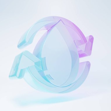 Frosted glass Oil drop icon isolated on white background. Minimalism concept. 3D render illustration.