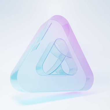 Frosted glass Sushi icon isolated on white background. Traditional Japanese food. Minimalism concept. 3D render illustration.