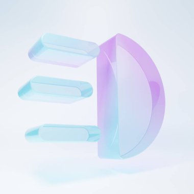 Frosted glass High beam icon isolated on white background. Car headlight. Minimalism concept. 3D render illustration.