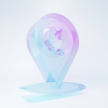 Buzlu cam araba servis ikonu beyaz arka planda izole edildi. Otomobil tamircisi. Tamirci oto tamircisi. Bakım tabelası. Minimalizm kavramı. 3 Boyutlu resimleme.