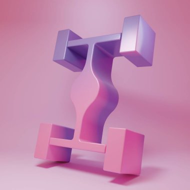 Pembe arka planda izole edilmiş mor renkli Chassis araba simgesi. Minimalizm kavramı. 3 Boyutlu resimleme.