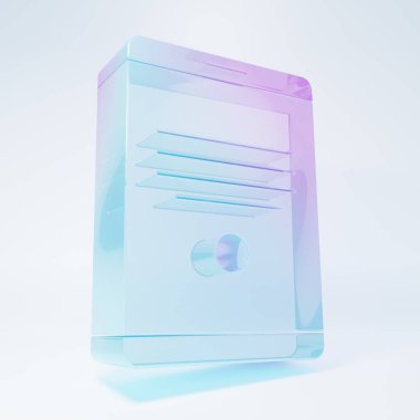 Beyaz arkaplanda izole edilmiş buzlu cam tablet simgesi. Minimalizm kavramı. 3 Boyutlu resimleme.