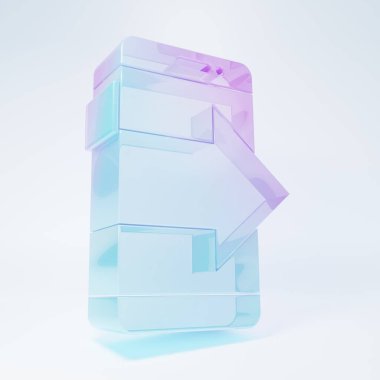 Frosted glass Smartphone, mobile phone icon isolated on white background. Minimalism concept. 3D render illustration.