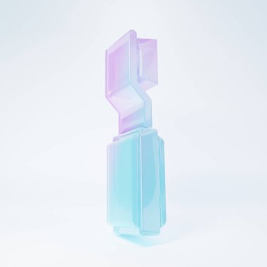 Beyaz zemin üzerinde izole edilmiş buzlu cam diş fırçası ikonu. Minimalizm kavramı. 3 Boyutlu resimleme.