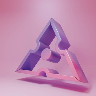 Purple-pink Japanese ninja shuriken icon isolated on pink background. Minimalism concept. 3D render illustration.