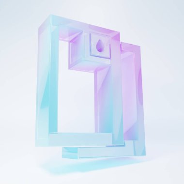 Beyaz zemin üzerinde izole edilmiş buzlu cam varil yağı ikonu. Minimalizm kavramı. 3 Boyutlu resimleme.