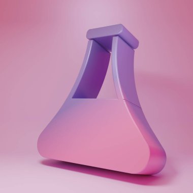 Mor pembe petrol test tüpü ikonu pembe arka planda izole edilmiş. Minimalizm kavramı. 3 Boyutlu resimleme.