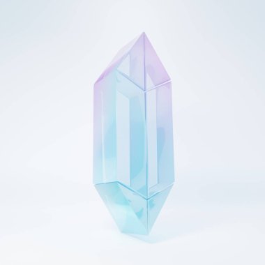 Beyaz zemin üzerinde izole edilmiş buzlu cam sihirli taş ikonu. Fantezi kristali. Maç için mücevher. Minimalizm kavramı. 3 Boyutlu resimleme.