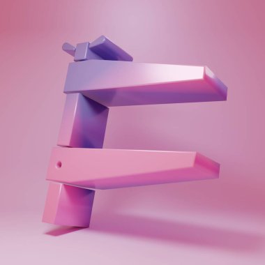 Pembe arka planda izole edilmiş mor klemp araç simgesi. Çilingir aleti. Minimalizm kavramı. 3 Boyutlu resimleme.