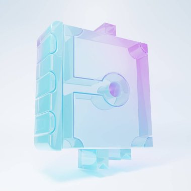 Beyaz arka planda izole edilmiş simya tarifleri, mistik büyüler ve büyü ikonu olan buzlu cam Antik büyü kitabı. Minimalizm kavramı. 3 Boyutlu resimleme.