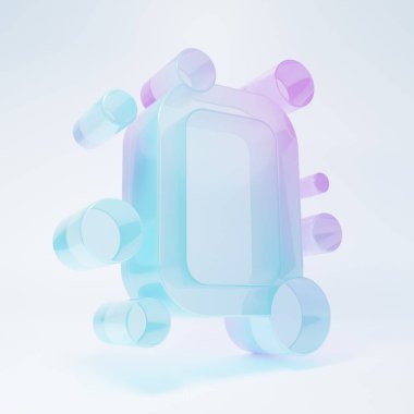 Frosted glass Bar of soap icon isolated on white background. Soap bar with bubbles. Minimalism concept. 3D render illustration.