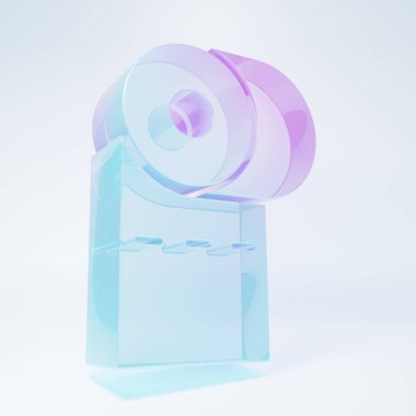 Beyaz arka planda izole edilmiş buzlu cam tuvalet kağıdı rulosu ikonu. Minimalizm kavramı. 3 Boyutlu resimleme.