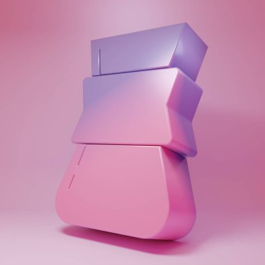 Purple-pink Coffee turk icon isolated on pink background. Minimalism concept. 3D render illustration.