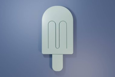 Mor-mavi arkaplanda izole edilmiş gri dondurma ikonu. Güzel sembol. Minimalizm kavramı. 3 Boyutlu resimleme.