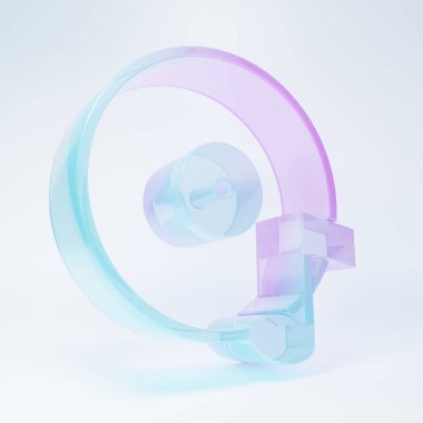 Beyaz arkaplanda izole edilmiş buzlu cam vinil disk simgesi. Minimalizm kavramı. 3 Boyutlu resimleme.