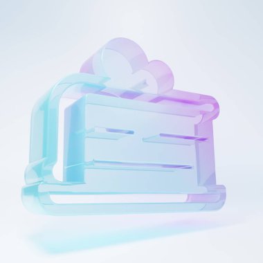 Beyaz arka planda izole edilmiş buzlu cam kek ikonu. Doğum günün kutlu olsun. Minimalizm kavramı. 3 Boyutlu resimleme.