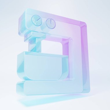 Frosted glass Electric mixer icon isolated on white background. Kitchen blender. Minimalism concept. 3D render illustration .