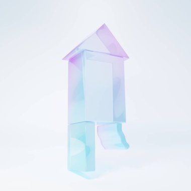 Frosted glass Firework rocket icon isolated on white background. Concept of fun party. Explosive pyrotechnic symbol. Minimalism concept. 3D render illustration .