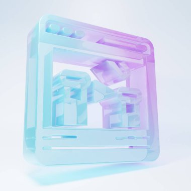 Buzlu cam kimyasal deney beyaz arka planda izole edilmiş çevrimiçi ikon. Laboratuvarda kimyasal ekipmanlarla yapılan bilimsel deney. Minimalizm kavramı. 3 Boyutlu resimleme .