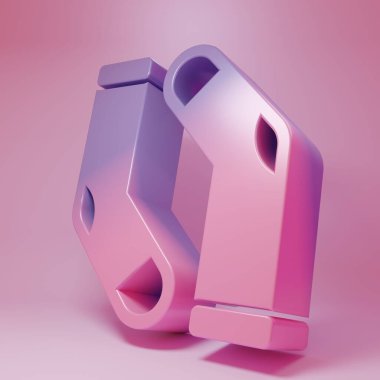 Purple-pink Socks icon isolated on pink background. Minimalism concept. 3D render illustration .