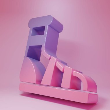 Pembe arka planda izole edilmiş pembe çoraplı terlikler. Plaj terlikleri tabelası. Parmak arası terlikler. Minimalizm kavramı. 3 Boyutlu resimleme .