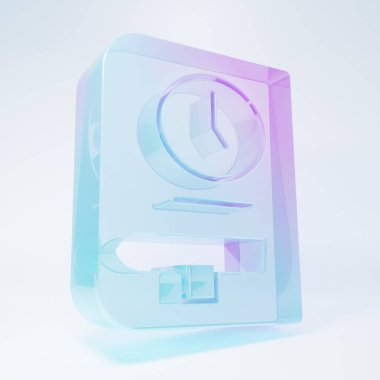 Beyaz arka planda izole edilmiş kitap simgesi için buzlu cam zamanı. Minimalizm kavramı. 3 Boyutlu resimleme .