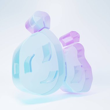 Frosted glass Garbage bag icon isolated on white background. Minimalism concept. 3D render illustration .
