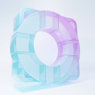 Frosted glass Lifebuoy icon isolated on white background. Lifebelt symbol. Minimalism concept. 3D render illustration .
