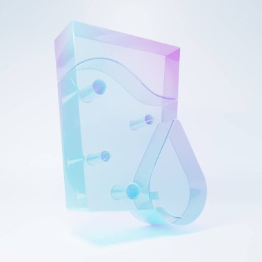 Beyaz zemin üzerinde su ikonu olan buzlu cam camlar. Soda bardağı. Minimalizm kavramı. 3 Boyutlu resimleme .