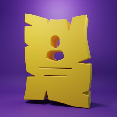 Sarı aranıyor batı poster ikonu mor arka planda izole. Ödül parası. Ölü ya da diri, kanun kaçağı. Minimalizm kavramı. 3 Boyutlu resimleme .