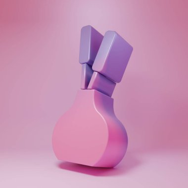 Pembe arka planda izole edilmiş mor-pembe vazo ikonu. Minimalizm kavramı. 3 Boyutlu resimleme .