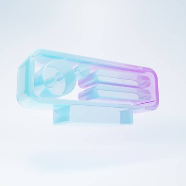 Beyaz arkaplanda izole edilmiş buzlu cam kamera ikonu. Sohbet kamerası. Web kamerası simgesi. Minimalizm kavramı. 3 Boyutlu resimleme .