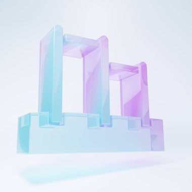 Beyaz arkaplanda izole edilmiş buzlu cam spor barı simgesi. Minimalizm kavramı. 3 Boyutlu resimleme .