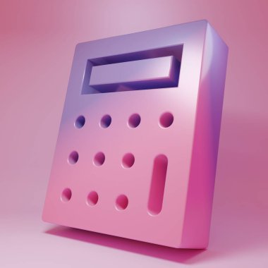 Purple-pink Calculator icon isolated on pink background. Accounting symbol. Business calculations mathematics education and finance. Minimalism concept. 3D render illustration .