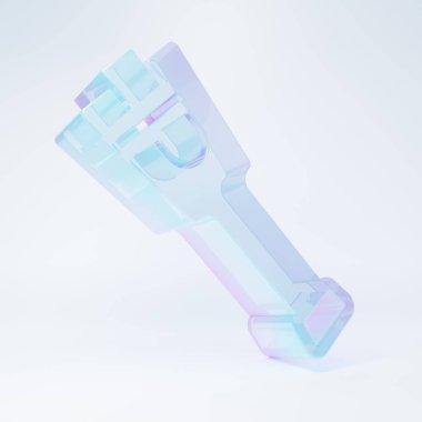 Beyaz arka planda izole edilmiş buzlu cam protez bacak ikonu. Biyonik bacağın gelecekteki konsepti, robot mekanik bacağı. Minimalizm kavramı. 3 Boyutlu resimleme .