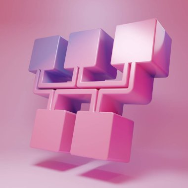 Purple-pink Gear shifter icon isolated on pink background. Transmission icon. Minimalism concept. 3D render illustration .