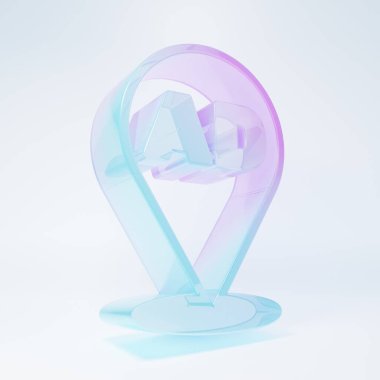 Frosted glass Advertising icon isolated on white background. Concept of marketing and promotion process. Responsive ads. Social media advertising. Minimalism concept. 3D render illustration .