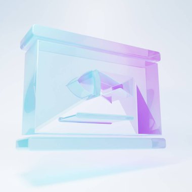 Beyaz arka planda izole edilmiş buzlu cam konserve balık ikonu. Minimalizm kavramı. 3 Boyutlu resimleme.