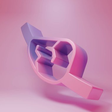 Pembe arka planda mor-pembe korsan göz bandı simgesi izole edildi. Korsan aksesuarı. Minimalizm kavramı. 3 Boyutlu resimleme.