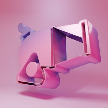 Pembe arka planda izole edilmiş mor top simgesi. Ortaçağ silahları. Minimalizm kavramı. 3 Boyutlu resimleme.