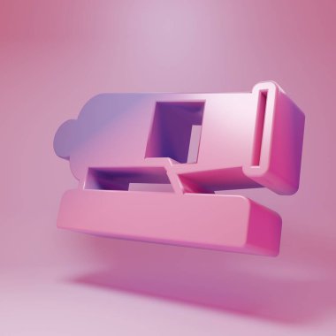 Purple-pink Cannon icon isolated on pink background. Minimalism concept. 3D render illustration.