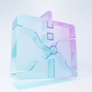 Buzlu cam kesişim noktası simgesi beyaz arkaplanda izole edildi. Minimalizm kavramı. 3 Boyutlu resimleme.