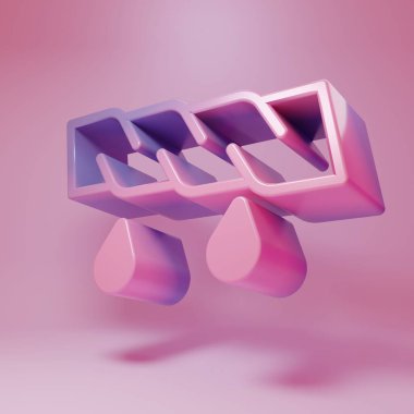 Mor-pembe sıkma kıyafet simgesi pembe arka planda izole edilmiş. Minimalizm kavramı. 3 Boyutlu resimleme.