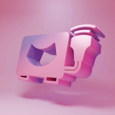 Pembe arka planda mor ötesi ultrason ikonu izole edildi. Tıbbi ekipman. Minimalizm kavramı. 3 Boyutlu resimleme.