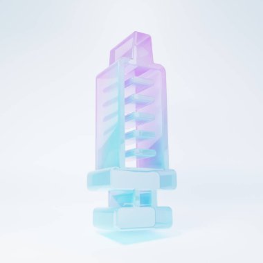 Frosted glass Syringe icon isolated on white background. Syringe for vaccine, vaccination, injection, flu shot. Medical equipment. Minimalism concept. 3D render illustration.