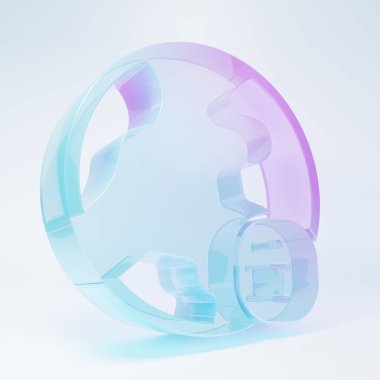 Buzlu cam haber ikonu beyaz arka planda izole edildi. Flaş haber, dünya haber kanalı. Minimalizm kavramı. 3 Boyutlu resimleme.