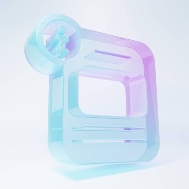 Buzlu cam bilgi simgesi beyaz arkaplanda izole edildi. Minimalizm kavramı. 3 Boyutlu resimleme.