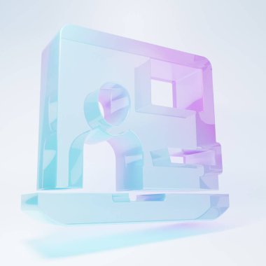 Buzlu cam haber ikonu beyaz arka planda izole edildi. Flaş haber, dünya haber kanalı. Minimalizm kavramı. 3 Boyutlu resimleme.