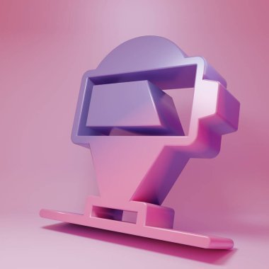 Mor-pembe pil şarj seviyesi göstergesi simgesi pembe arka planda izole edilmiş. Minimalizm kavramı. 3 Boyutlu resimleme.