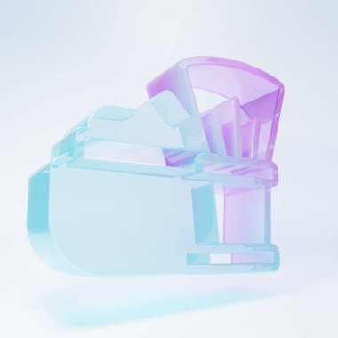 Beyaz arka planda izole edilmiş köpük ikonlu buzlu cam tıraş fırçası. Berber dükkanı sembolü. Minimalizm kavramı. 3 Boyutlu resimleme.